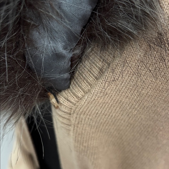 Banana Republic Tan Knit Open Cardigan Sweater with Removable Faux Fur Trim - Picture 6 of 8